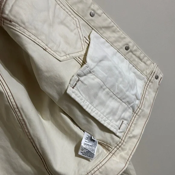 American Eagle Boyfriend Denim Jacket Women's Size M Bone Cream - Picture 7 of 9